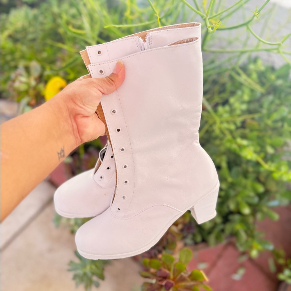 Adelita Folklorico Lace-Up Women's White Boots